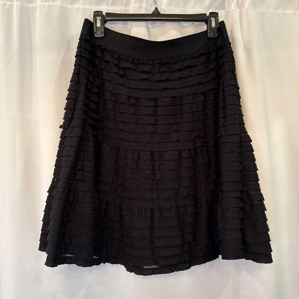 Max Studio Ruffle L Black Tiered Skirt Whimsigoth, Fairy Grunge Boho Teacher Y2K
